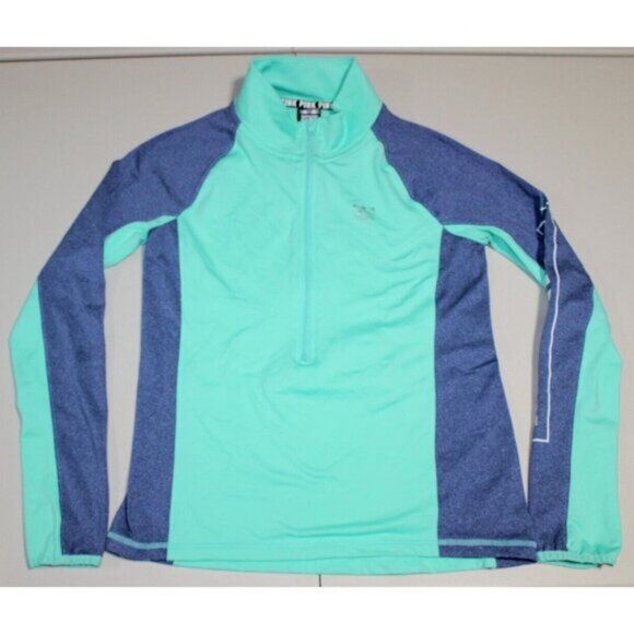 Women PINK Victoria's Secret Ultimate Thumbholes 1/4 Zip Pullover Medium Green - Picture 1 of 10